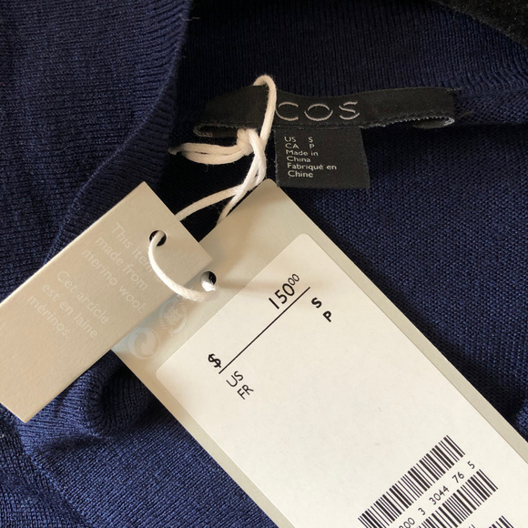 COS Navy Merino Wool Silk Shirt Dr - Picture 4 of 4